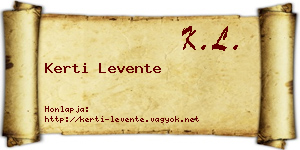 Kerti Levente névjegykártya